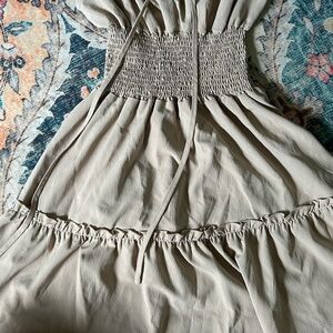 Beige Smocked Waist Dress